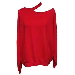 Play Size XL French Terry Sweatshirt Red Cutout Neckline Athleisure